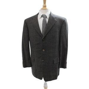 Hickey Freeman Mens Sport Coat Dark Gray Wool Check Size 42